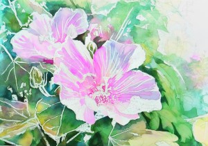 花の水彩画（塗り絵）の描き方n1-10