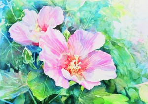 花の水彩画（塗り絵）の描き方n1-20